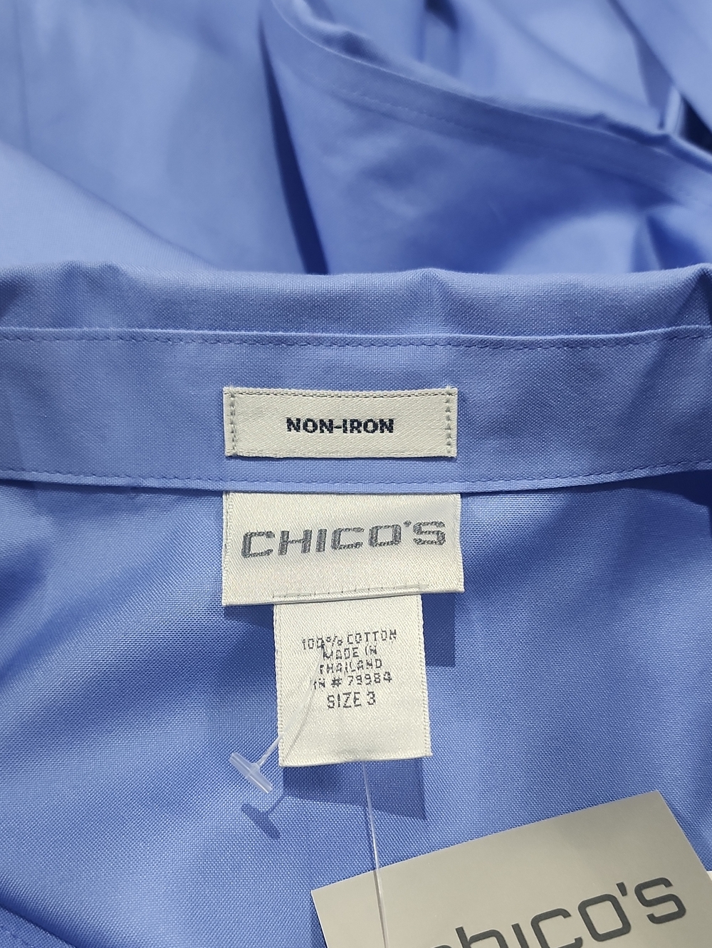 Chico's Non Iron Effortless Cotton Cordova 3/4 Sleeve Shirt New With Tags - Picture 8 of 9